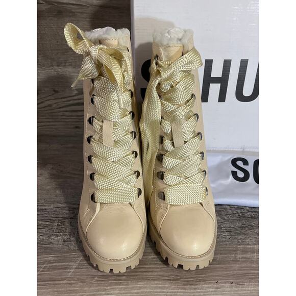 Schutz Womens Lace Up Block Heel boot Egg Shell Size 9B - Picture 4 of 13